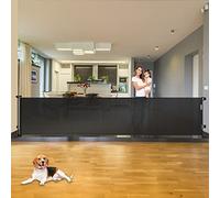 110 Inch Extra Wide Baby Gate for Large Openings, Retractable Gate Outdoor Retractable Dog Gate Indoor Extra Long Dog Gates for Doorways Large Pet Gate for Stairs, Long Gates for Kids or Pets, Black