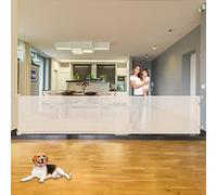 110 Inch Extra Wide Retractable Baby Gate for Large Openings Pet Gates for Dogs Indoor Retractable Baby Gates Outdoor Dog Gates for The House Extra Wide Baby Gate Large Dog Gate for Doorways, Beige
