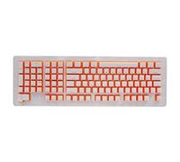 110 Keys FOS Step Keyboard Keycaps, PBT OEM Height Keycaps, Wear Resistant Two Color Injection Molded Keycaps with Ergonomic Design for 61 64 68 87 104 Mechanical (White orange and red letters)