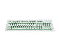 110 Keys FOS Step Keyboard Keycaps, PBT OEM Height Keycaps, Wear Resistant Two Color Injection Molded Keycaps with Ergonomic Design for 61 64 68 87 104 Mechanical (White cheese with green characters)