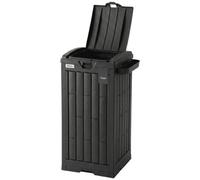 110 L Outdoor Bin Plastic Waste Trash Bin With Lid, Ashtray, Drip Tray, Black