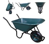 110 Litre 150kg Capacity Heavy Duty Outdoor Garden Trolley WheelBarrows with Pneumatic Tyre, Plastic Garden Cart Wheelbarrow in Green