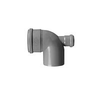110 mm Soil Pipe Elbow Bend 90° Single Socket End with 50 mm Inlet, Sewer Waste Smart Spigot, Grey