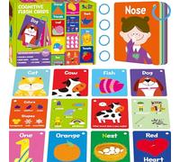 110 PCS Early Learning Flashcards, Double Sided Cards- Alphabet, Numbers, Foods, Animals, Shapes, Colors, Home Object with 4 Reclosable Rings, Learning Tool for Pre-K Kindergarten Toddlers