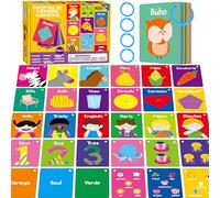 110 PCS Early Learning Flashcards, Double-sided Spanish Cards- Alphabet, Numbers, Foods, Animals, Shapes, Colors, Emotions with 4 Reclosable Rings, Learning Tool for Pre-K Kindergarten Toddlers