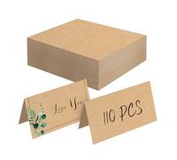 110 PCS Kraft Place Cards, Small Blank Tent Cards Delicate Seating Cards Rustic Name Cards Escort Cards for Wedding, Table, Dinner Parties, Receptions (Each Measures 2” x 3.5”)