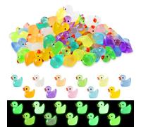 110 Pcs Luminous Mini Resin Ducks, Tiny Duck Bulk Glow in The Dark Small Plastic Miniature Ducks Figures for Dollhouse Decor Micro Garden Home Landscape Aquarium Craft Gifts Party Favors Toys