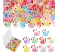 110 Pcs Mini Ducks,Mini Resin Animals contain colorful glitter,Small Resin Animals for Dollhouse Decor Accessories Garden Micro Landscape Aquarium Potted Tiny Homes