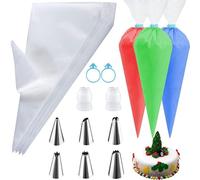 110 Pcs Piping Bags and Nozzles Set, Piping Bag and Nozzles Set with Coupler, Disposable Piping Bags, Clear Piping Bags for Cake Cupcake Dessert Cookies Decoration