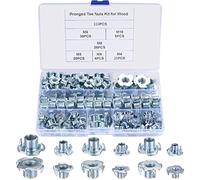 110 Pcs T-Nuts Four Pronged, T Nut 4 Prong Tee Blind Nuts, Threaded Insert T Nuts Carbon Steel, Metric Blind Threaded Tee Nuts for Wood Furniture Household Appliances Construction - M4/M5/M6/M8/M10
