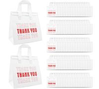 110 Pcs Thank You Insulated Bags for Food Delivery Bulk 9.4 x 9. 4 x 5.9 Inch White Take Away Bags Thermal Insulation Bag for Hot and Cold Food Fresh Seafood Coffee Pizza Catering Restaurant Grocery