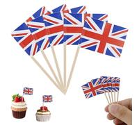 110 PCS Union Jack Toothpicks Cake Decorations, Britain Toothpick Flags for Cocktail Parties Cake Decoration for King Coronation Decoration Fruit Salad Cupcake Toppers Tableware Supplies Pub Decor