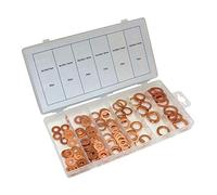 110 Piece Assorted Copper Drain Sump Plug Flat Ring Sealing Washers Set with Storage Case