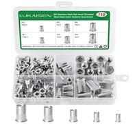 110-Piece Metric Rivet Nut Kit, M3 M4 M5 M6 M8 304 Stainless Steel Threaded Inserts Nutsert Rivet Nut Assortment Kit, Flat Head Knurled Body for Automotive, Furniture, Industrial & Electrical