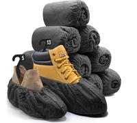 110 Premium Thick Extra Large Disposable Boot & Shoe Covers XL, Non Slip Blue Booties, Water Resistant Foot Protectors, Construction Durable 42GSM for Indoors Outdoors, US Men 13, Women 15 - Black