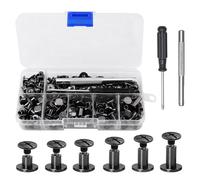 110 Sets Chicago Binding Screws Assorted Kit, 6 Sizes Gun Color Binding Screw Leather Rivets Kit, 4/5/6/8/10/12mm Book Binding Rivets with Punch Screwdriver, Flat Head Leather Rivets for DIY Albums