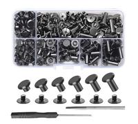 110 Sets Chicago Screws, M5 Leather Rivets for Leather, Chicago Binding Screws Posts, Metal Flat Head Book Binding Rivets Posts Screw for Repair Belt Bags Harness Purse Dog Lead Bookbinding Bolts