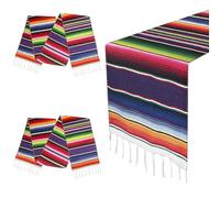 110" x 15" Mexican Table Runner for Cinco de Mayo Decorations - Hand Woven Mexican Blanket Table Runner Fiesta Party Supplies - Fringe Cotton Serape Table Runner for Mexican Party Wedding Decorations