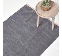 100% Cotton Plain Chenille Rug Homescapes Dark Grey 110cm x 170cm