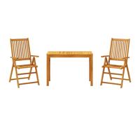 Garden dining set 110x55x75cm Solid Acacia Wood Natural 2 Foldable Chairs Patio