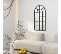 110 x 62 cm Arch Window Wall Mirror for Living Room Bedroom Hallway HOMCOM Black One Size
