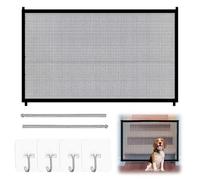 110 x 78 cm Mesh Baby Stair Gate, Pet Magic Gate, Portable Folding Safety Stair Safe Guard Isolation, with Hooks Easy Install Anywhere for Indoor Outdoor Stair Hall Doorway black