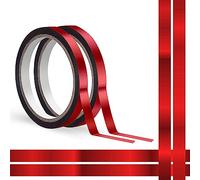 110 Yard Red Sparkle Graphic Tape, 2 Rolls Metallic Washi Tape Water/Tear Resistant Metallic Mirror Wrapping Removable with No Residue for Gift Box Home School Office Decoration, 3/8 Inch x 55 Yards