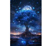 1100 Piece Jigsaw Puzzles for Adults - Blue Tree Moon - Eco Matte Anti-Glare Print, Precision Fit Interlocking Pieces with Letter Zone Backing 34.3x16.54 inch