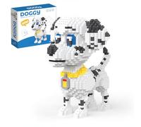 1100 Pieces Micro Building Blocks Set, Pied Dog Model, Mini Bricks for Gift Giving, Collector Shelves, Stress Relief Activity (Pied Dog)
