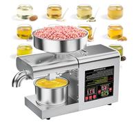 1100 W Automatic Sunflower/Olive Oil Extraction Crusher with 6 Litre Hopper, Household Hot/Cold Crusher in Stainless Steel with Temperature Adjusted to 104-500 ℉