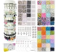 11000pcs Clay Beads Bracelet Making Kit, 48 Colors Polymer Clay Beads for Jewelry Making, Friendship Bracelet Making Kits for Girls with Charms Letter Bead & Box, DIY Crafts Gift (Silver & Gift Box)