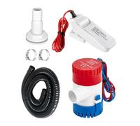 1100GPH Bilge Pump with Float Switch & 1-1/8 Inch Hose Kit - High-Flow, Fully Submersible Pump, Automatic On/Off Switch, and Durable Corrugated Hose for Boats, Yachts, Dinghies