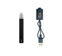 1100mAh eGo T vape battery - The e-cig battery with low internal resistance, Rechargeable - Adequate capacity 510 thread vaper pen eGo batteries - With vapes USB charger (0ml Nicotine Free) (Black)