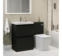 1100mm Black Toilet and Sink Unit with Square Toilet - Pendle