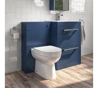 1100mm Blue Toilet and Sink Unit with Drawers Round Toilet and Chrome Fittings - Ashford