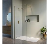 1100mm Brushed Brass Shower Screen for Wet Room & Walk In Shower Corvus