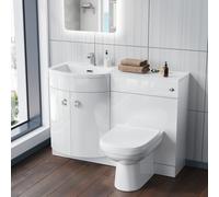 1100mm Gloss White Basin Vanity Flat Pack Bathroom, WC Unit, BTW Toilet | Dene