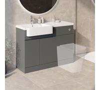 1100mm Grey Left Hand Toilet and Sink Unit with Chrome Fittings - Unit & Basin Only - Bali