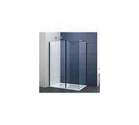 (1100mm Screen With 800mm End + Flipper) Walk In Shower Screen Black or Enclosure Flipper Wet Room 8mm Easy Clean Glass