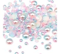 1100pcs Abs Gradient Imitation Pearls Half Round Pearls Assorted Mixed Sizes 3/4/5/6/8mm Flatback Pearl Beads DIY Material (Style 1)