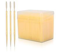 1100PCS Plastic Double Head Toothpicks, Dental Floss Picks Interdental Brushes Flosser Sticks Toothpick Tooth Flossing Oral Cleaning Toolwith Storage Box for Oral Care (Yellow)