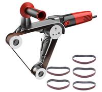1100W 6-Speed Pipe Polisher, Tube Sander Grinder for Metal, Stainless Steel, Aluminum, Iron, Wood, Plastic - Rust Removal, Finishing Polishing with 4 Wheels