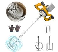 1100W Cordless Cement Mixer for Dewalt, Electric Concrete Mixer | with 2 Mixing Paddles 780RPM Plaster Mixer 6 Speed Portable Mortar Mixer Concrete Stirrer Tools for Feed, Plaster, Paint