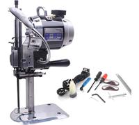 1100W Electric Fabric Cutting Machine, 6In Blade Industrial Cutter with LED Light & Automatic Sharpening, Vertical Scissors for Leather Cotton Wool, Portable Aluminum Alloy Machine