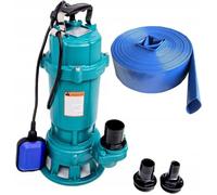 1100W Submersible Dirty Water Pump Grinder Sewage Well Septic Flood Sewage Sump (1100W Pump & 30m Blue Hose)