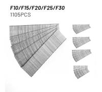1105pcs Galvanized Carbon Steel Brad Nails Set, F10/F15/F20/F25/F30 Straight Type, 10mm/15mm/20mm/25mm/30mm Sizes, Rust Resistant(F30)