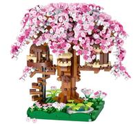 1109 Pcs Cherry Blossom Tree House Building Set, Flower House Building Blocks Toy for Home Office Desktop Decor, Creative Birthday Gift for Kids Adults