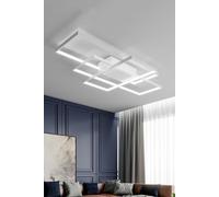 110cm 3 Lights Neutral Style Cool White Rectangular LED Semi Flush Ceiling Light Living and Home White One Size