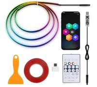 110cm Acrylic Car LED RGB Ambient Lighting with 16 Million Colors,5V 12W LED Interior Lights Interior with APP Remote Control, Strip Music Sync Car Lights (Too Bright at First Can Adjust it Yourself)