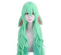 110cm Anime Star Guardian Green Ombre Long Wavy Soraka Cosplay Wig Synthetic Hair Party Wigs With Ears